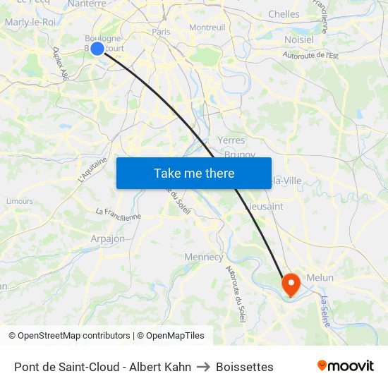 Pont de Saint-Cloud - Albert Kahn to Boissettes map