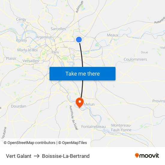 Vert Galant to Boissise-La-Bertrand map