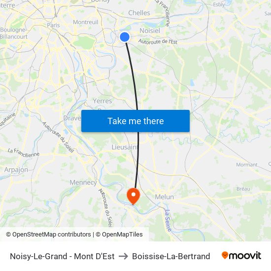 Noisy-Le-Grand - Mont D'Est to Boissise-La-Bertrand map