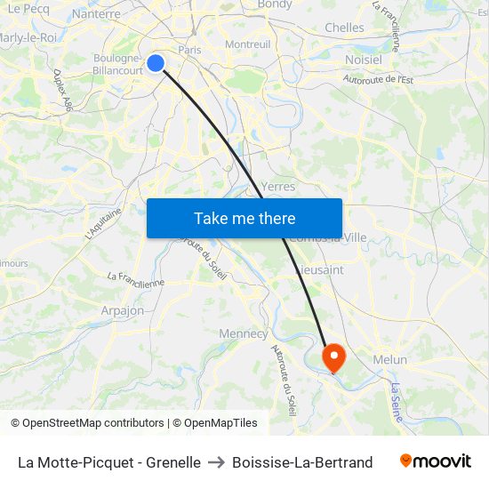 La Motte-Picquet - Grenelle to Boissise-La-Bertrand map