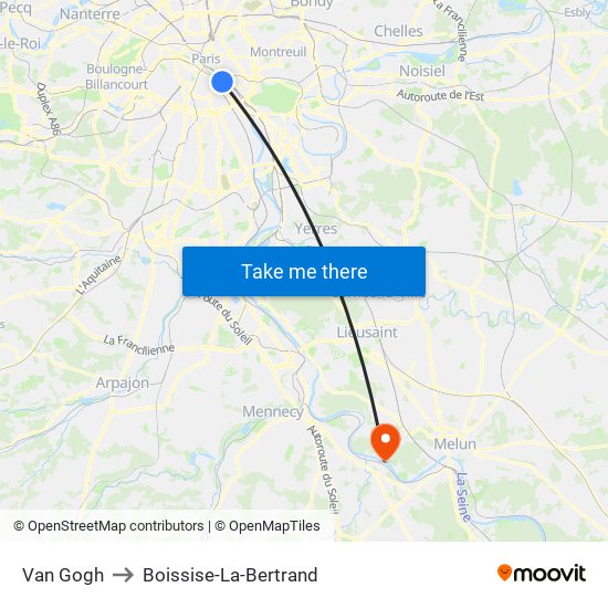 Van Gogh to Boissise-La-Bertrand map