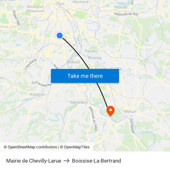 Mairie de Chevilly-Larue to Boissise-La-Bertrand map