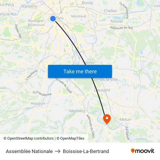 Assemblée Nationale to Boissise-La-Bertrand map