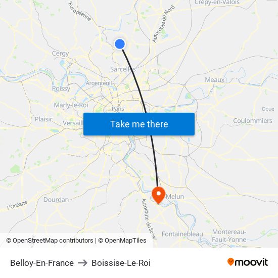 Belloy-En-France to Boissise-Le-Roi map