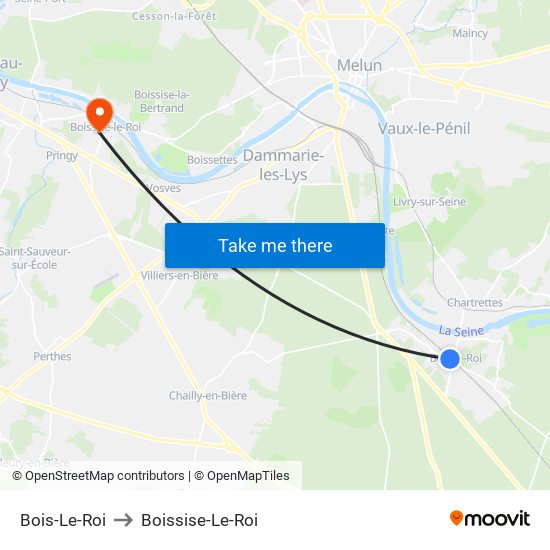 Bois-Le-Roi to Boissise-Le-Roi map