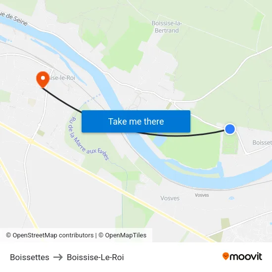 Boissettes to Boissise-Le-Roi map