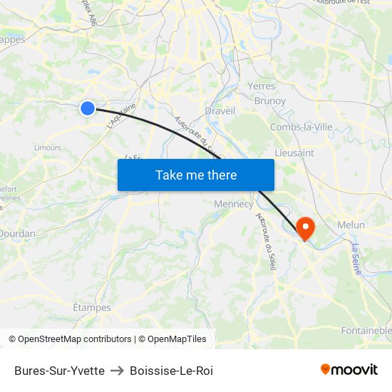 Bures-Sur-Yvette to Boissise-Le-Roi map