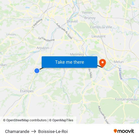 Chamarande to Boissise-Le-Roi map