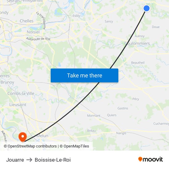 Jouarre to Boissise-Le-Roi map