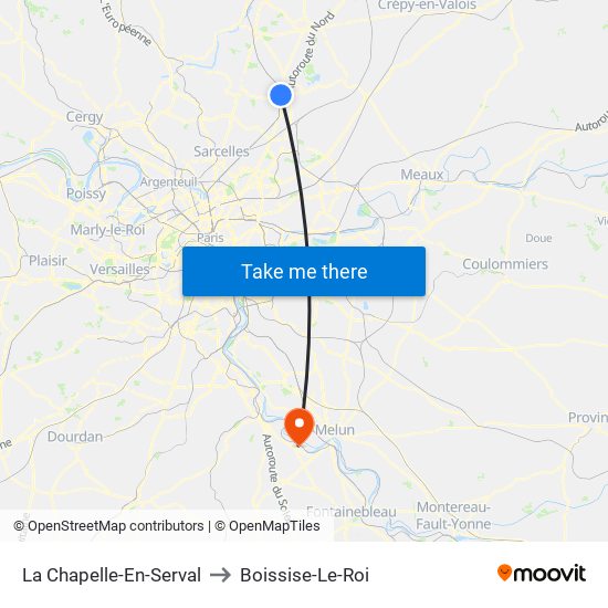 La Chapelle-En-Serval to Boissise-Le-Roi map