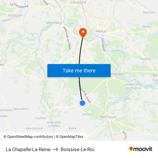 La Chapelle-La-Reine to Boissise-Le-Roi map