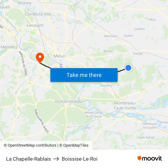La Chapelle-Rablais to Boissise-Le-Roi map