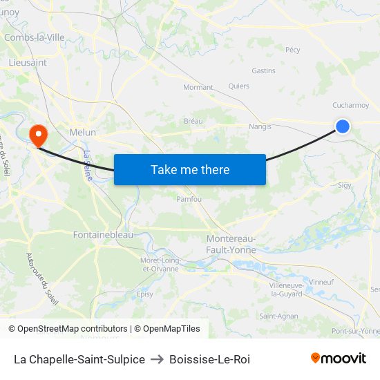 La Chapelle-Saint-Sulpice to Boissise-Le-Roi map