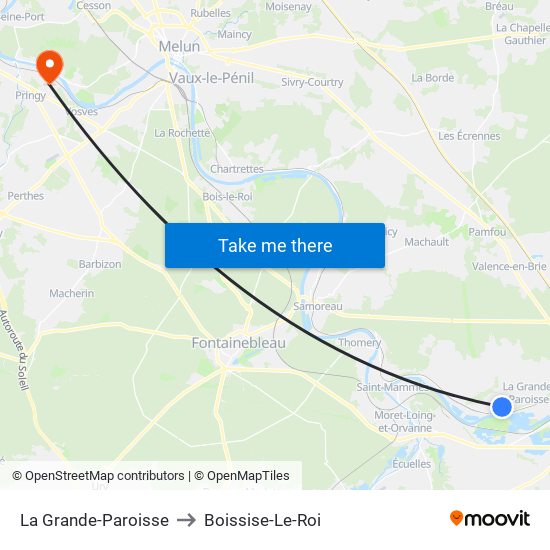 La Grande-Paroisse to Boissise-Le-Roi map
