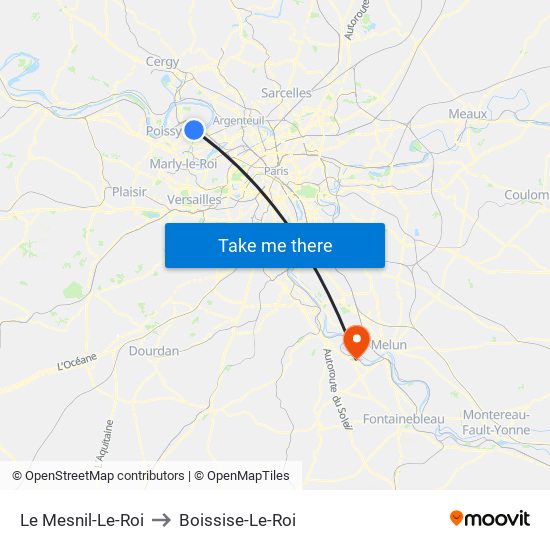 Le Mesnil-Le-Roi to Boissise-Le-Roi map