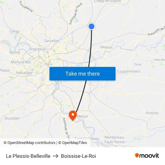 Le Plessis-Belleville to Boissise-Le-Roi map