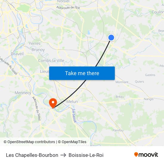 Les Chapelles-Bourbon to Boissise-Le-Roi map