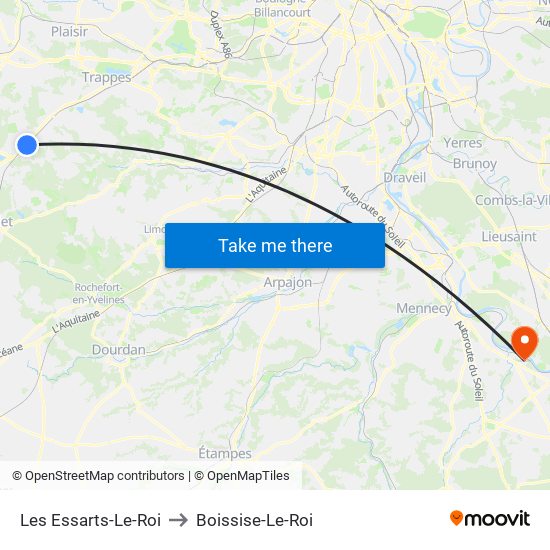 Les Essarts-Le-Roi to Boissise-Le-Roi map