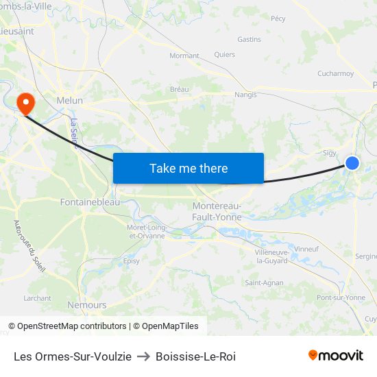 Les Ormes-Sur-Voulzie to Boissise-Le-Roi map