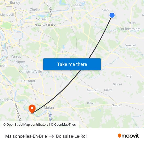 Maisoncelles-En-Brie to Boissise-Le-Roi map
