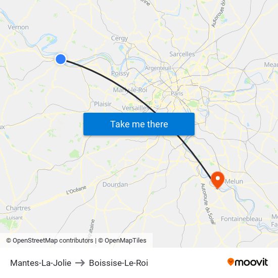 Mantes-La-Jolie to Boissise-Le-Roi map