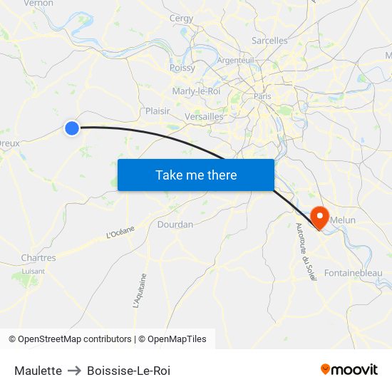 Maulette to Boissise-Le-Roi map