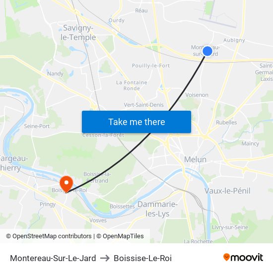 Montereau-Sur-Le-Jard to Boissise-Le-Roi map