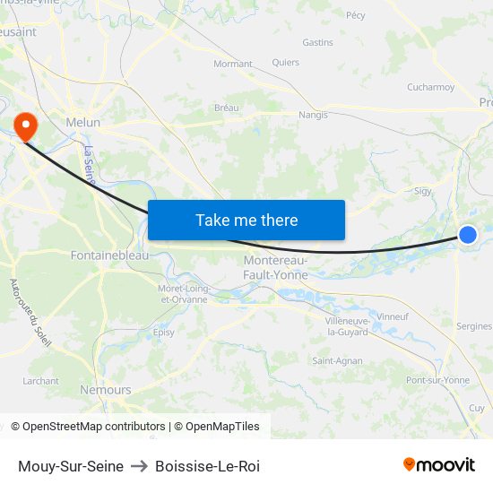 Mouy-Sur-Seine to Boissise-Le-Roi map