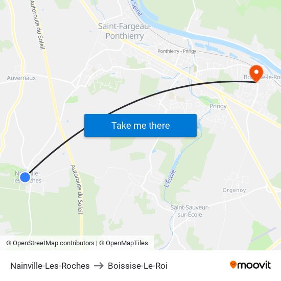 Nainville-Les-Roches to Boissise-Le-Roi map