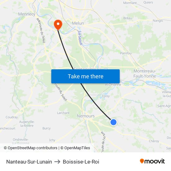Nanteau-Sur-Lunain to Boissise-Le-Roi map
