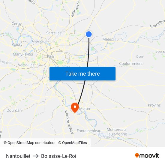 Nantouillet to Boissise-Le-Roi map