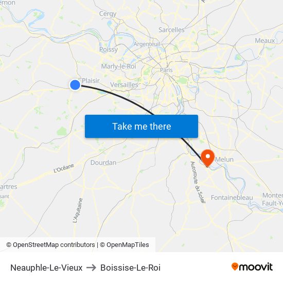 Neauphle-Le-Vieux to Boissise-Le-Roi map