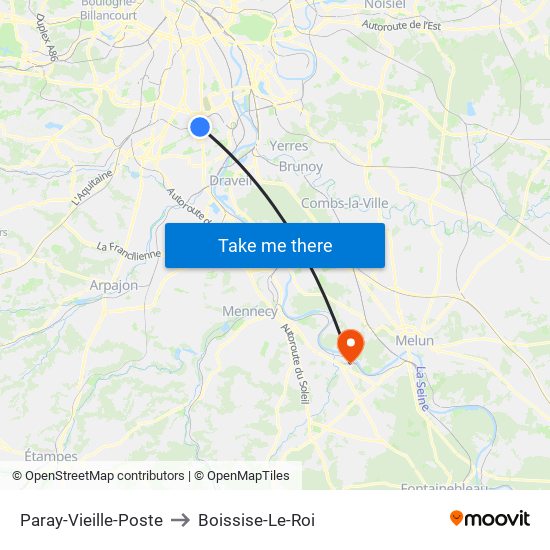 Paray-Vieille-Poste to Boissise-Le-Roi map