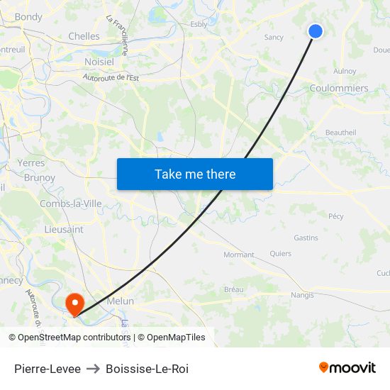 Pierre-Levee to Boissise-Le-Roi map