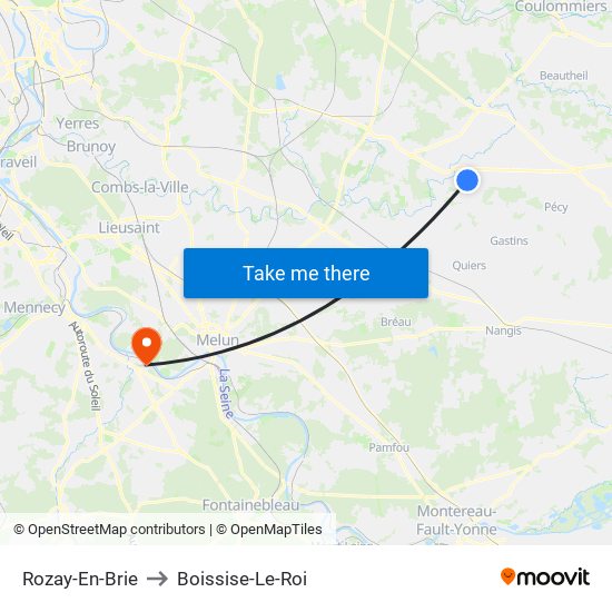 Rozay-En-Brie to Boissise-Le-Roi map