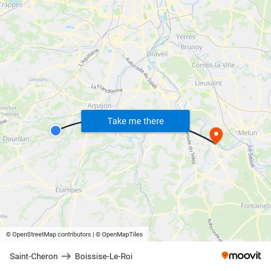 Saint-Cheron to Boissise-Le-Roi map