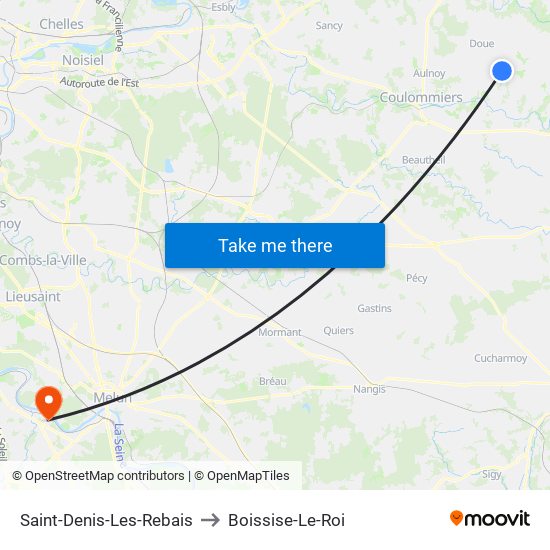 Saint-Denis-Les-Rebais to Boissise-Le-Roi map