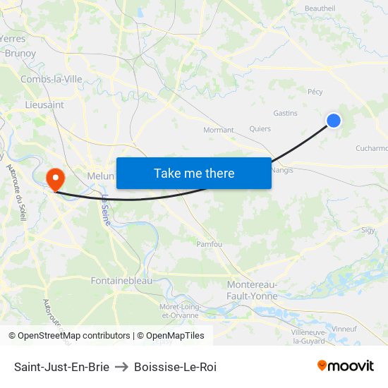 Saint-Just-En-Brie to Boissise-Le-Roi map