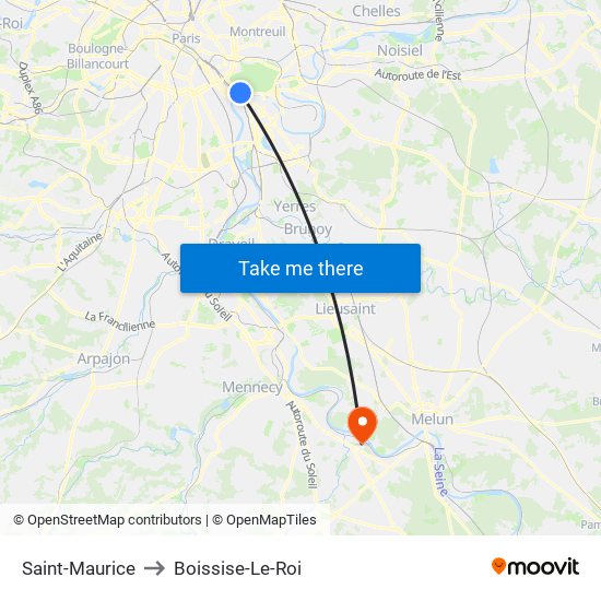 Saint-Maurice to Boissise-Le-Roi map