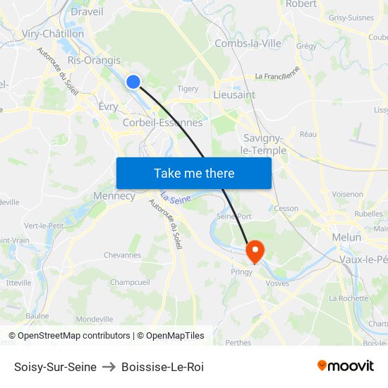 Soisy-Sur-Seine to Boissise-Le-Roi map