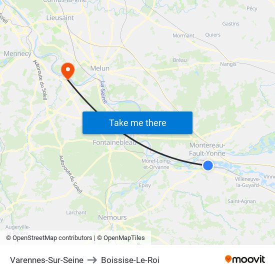 Varennes-Sur-Seine to Boissise-Le-Roi map