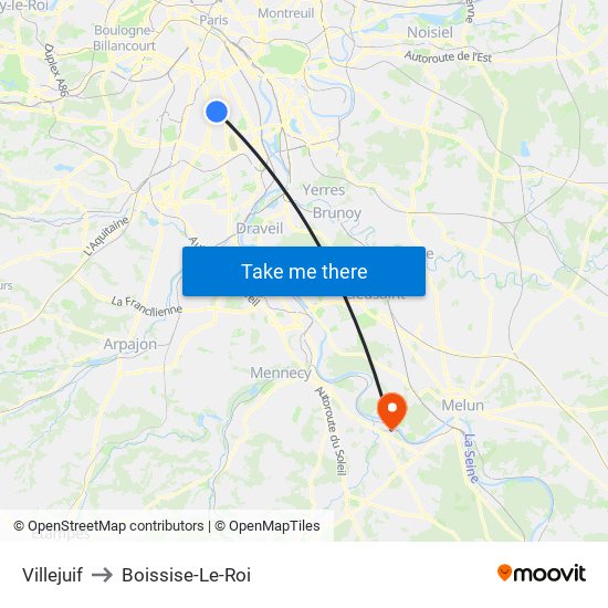 Villejuif to Boissise-Le-Roi map