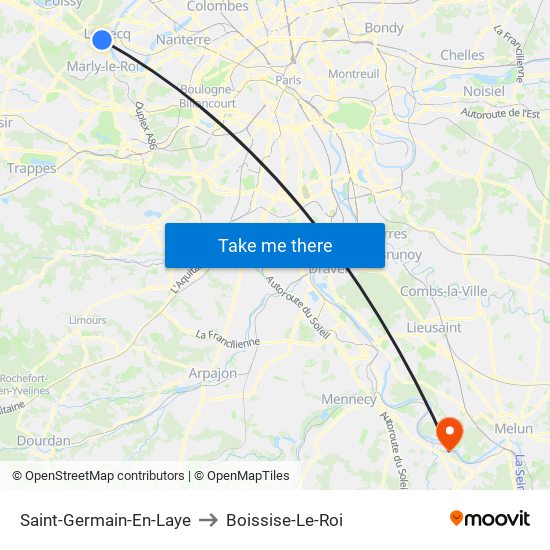Saint-Germain-En-Laye to Boissise-Le-Roi map