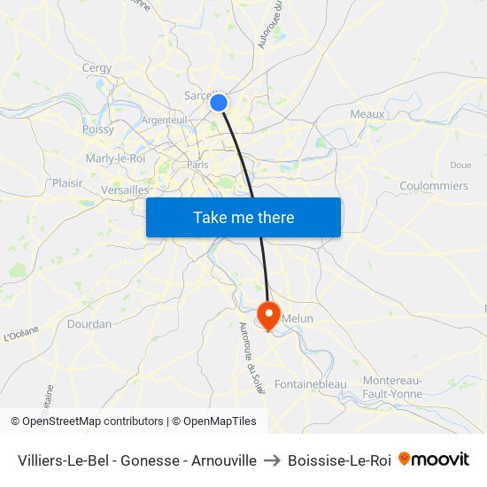 Villiers-Le-Bel - Gonesse - Arnouville to Boissise-Le-Roi map