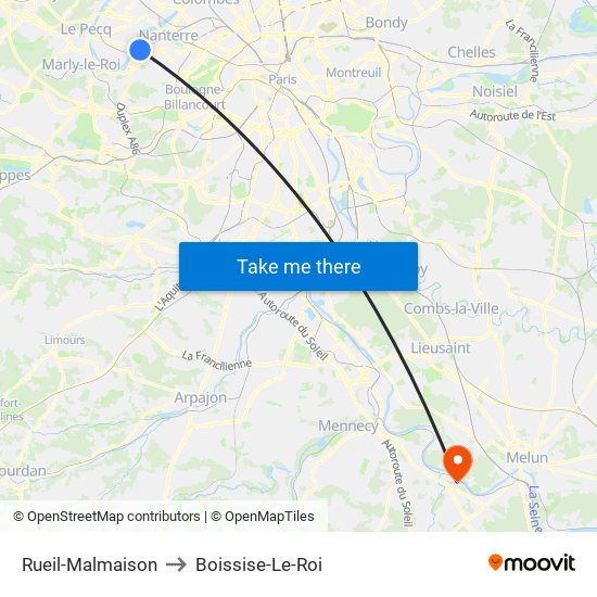 Rueil-Malmaison to Boissise-Le-Roi map