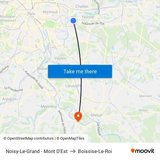 Noisy-Le-Grand - Mont D'Est to Boissise-Le-Roi map