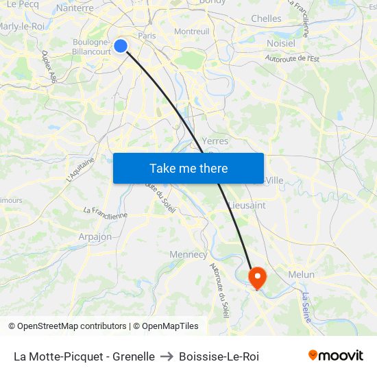 La Motte-Picquet - Grenelle to Boissise-Le-Roi map