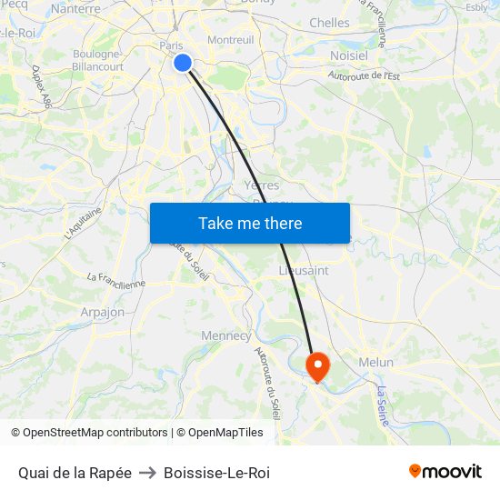 Quai de la Rapée to Boissise-Le-Roi map