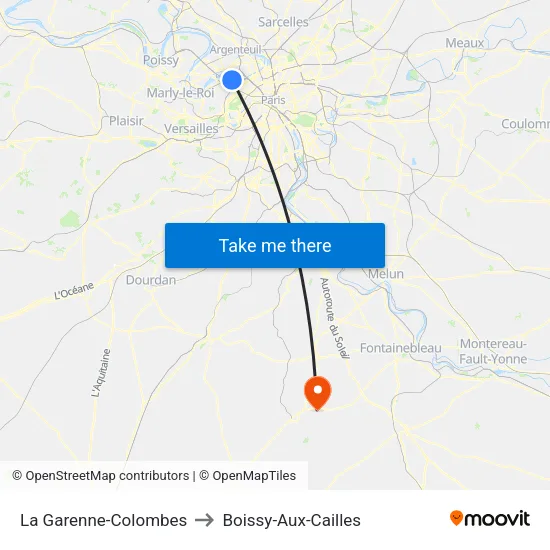 La Garenne-Colombes to Boissy-Aux-Cailles map