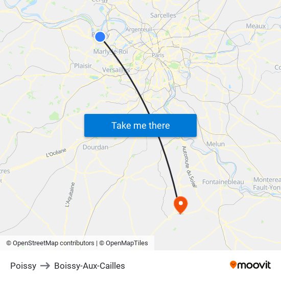 Poissy to Boissy-Aux-Cailles map